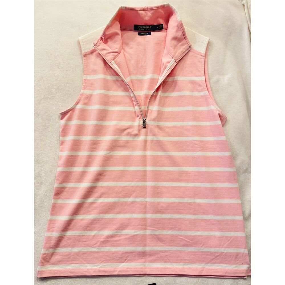 Ralph Lauren Polo Golf Women's Sleeveless Pink Striped Top Size Medium‎